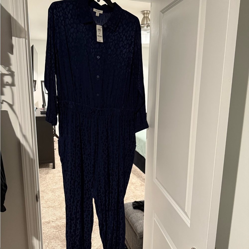 On 34th Navy Jumpsuit 2x